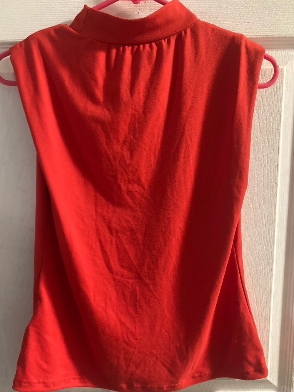 Emery Rose Sleeveless Mock Neck Tank Top in Bright Red